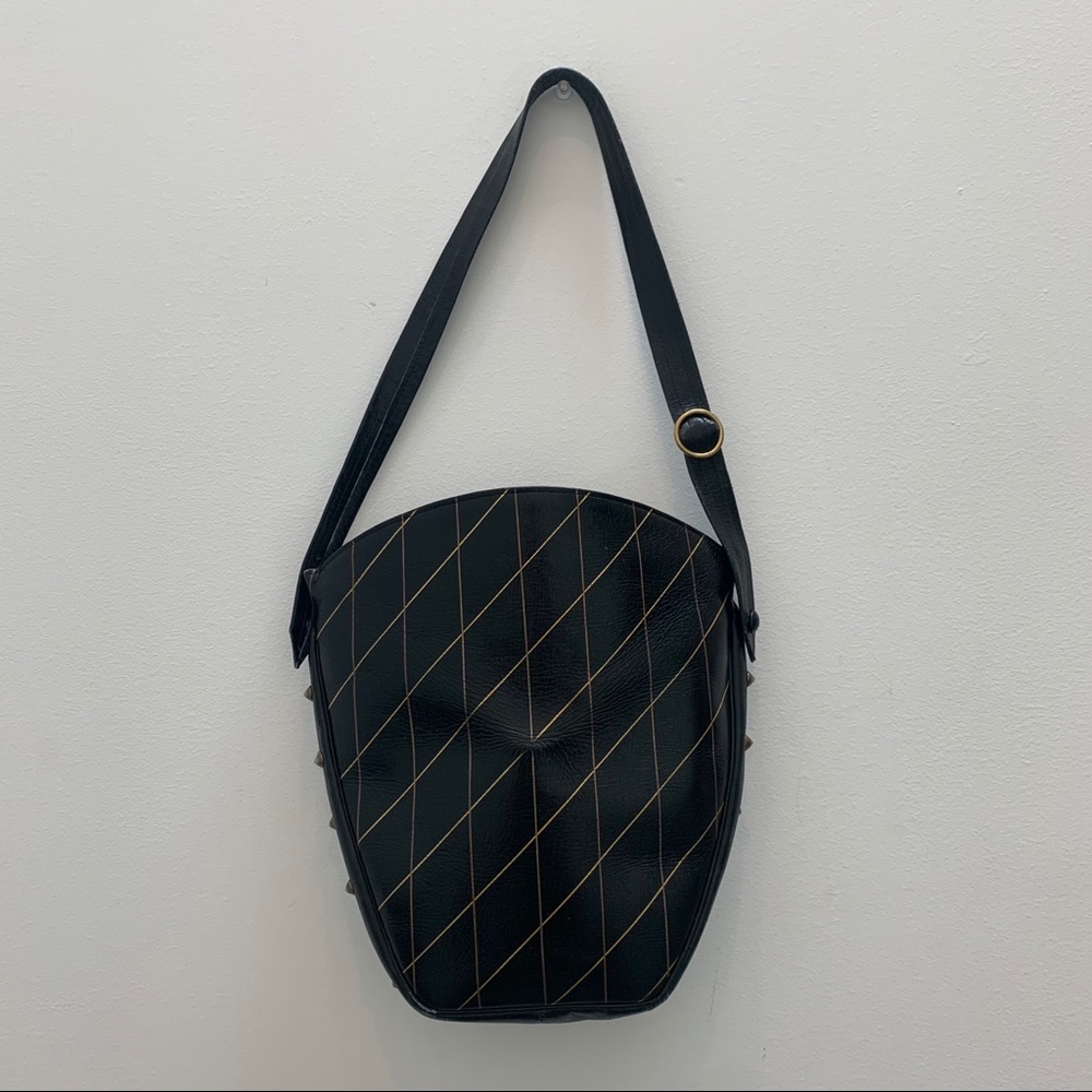 Black Leather Purse with Stud Detailing
